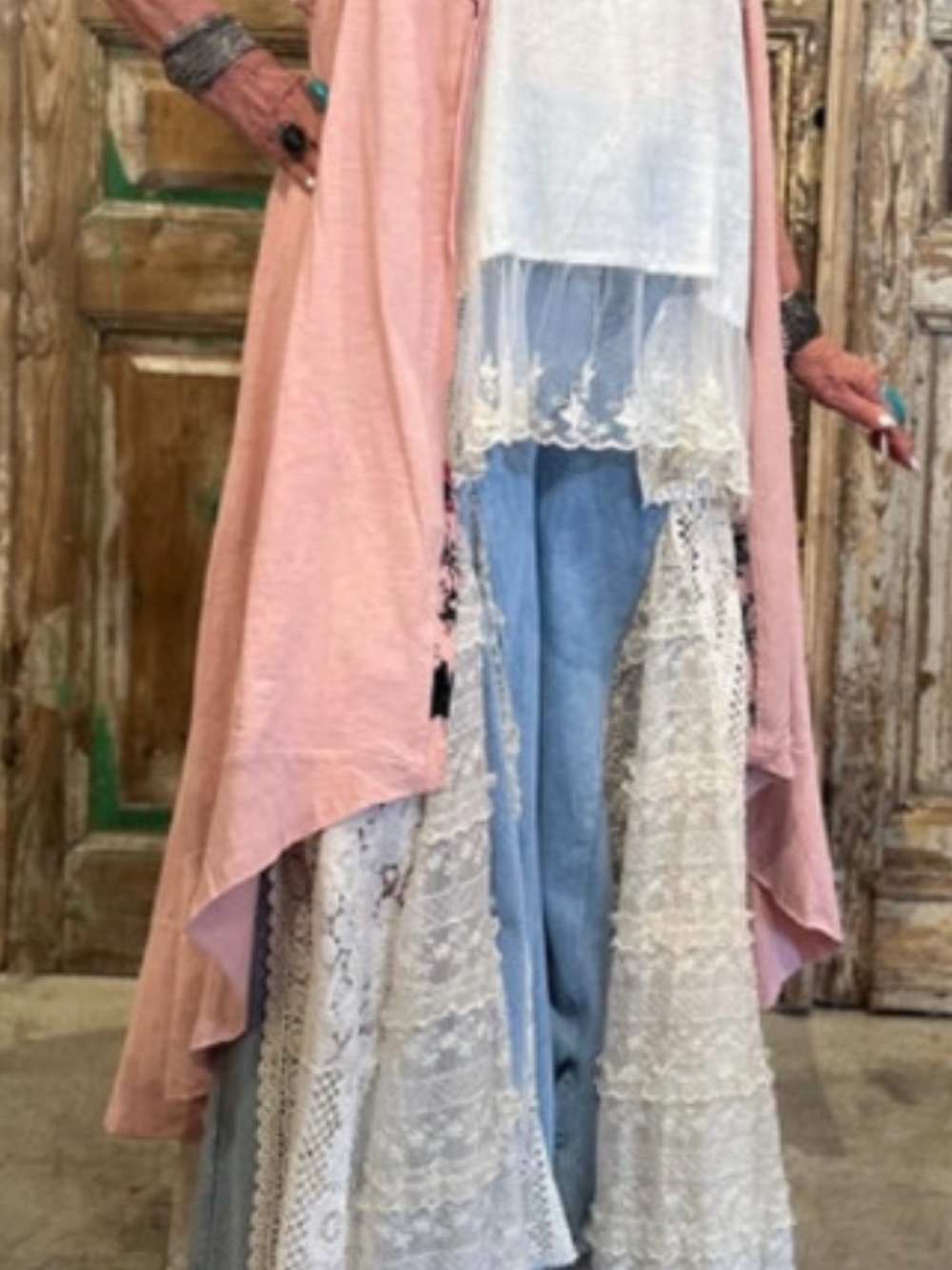 Paper Lace  Just Bloom Lady Face  kimono / duster./ vest NWOT. One size. OS. - Picture 11 of 11